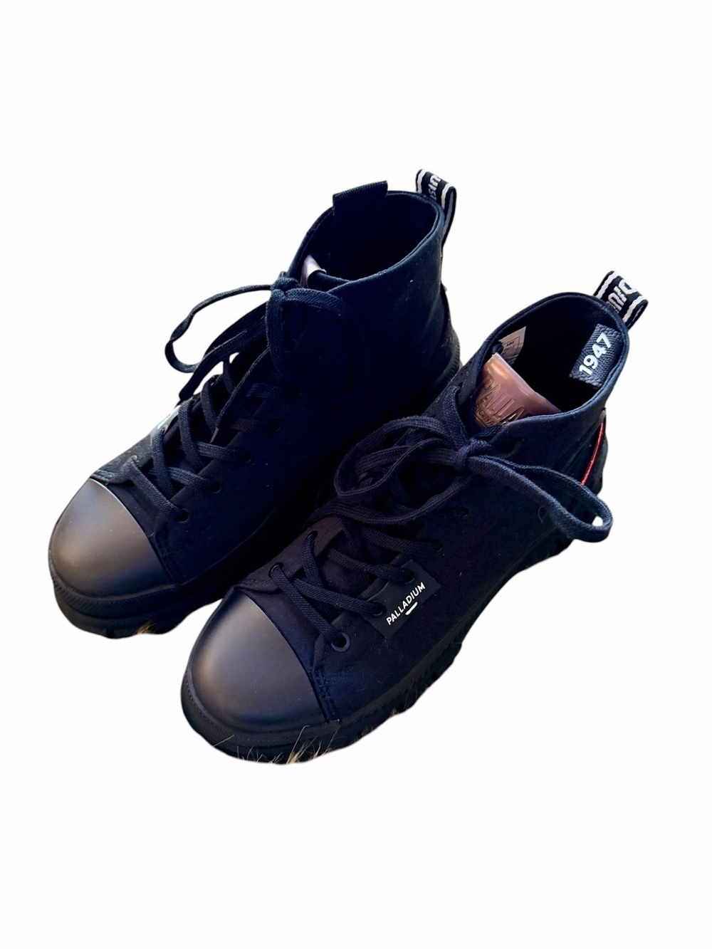 Palladium Womens Revolt Hi TX Triple Black Size 6.5 Platform Boots